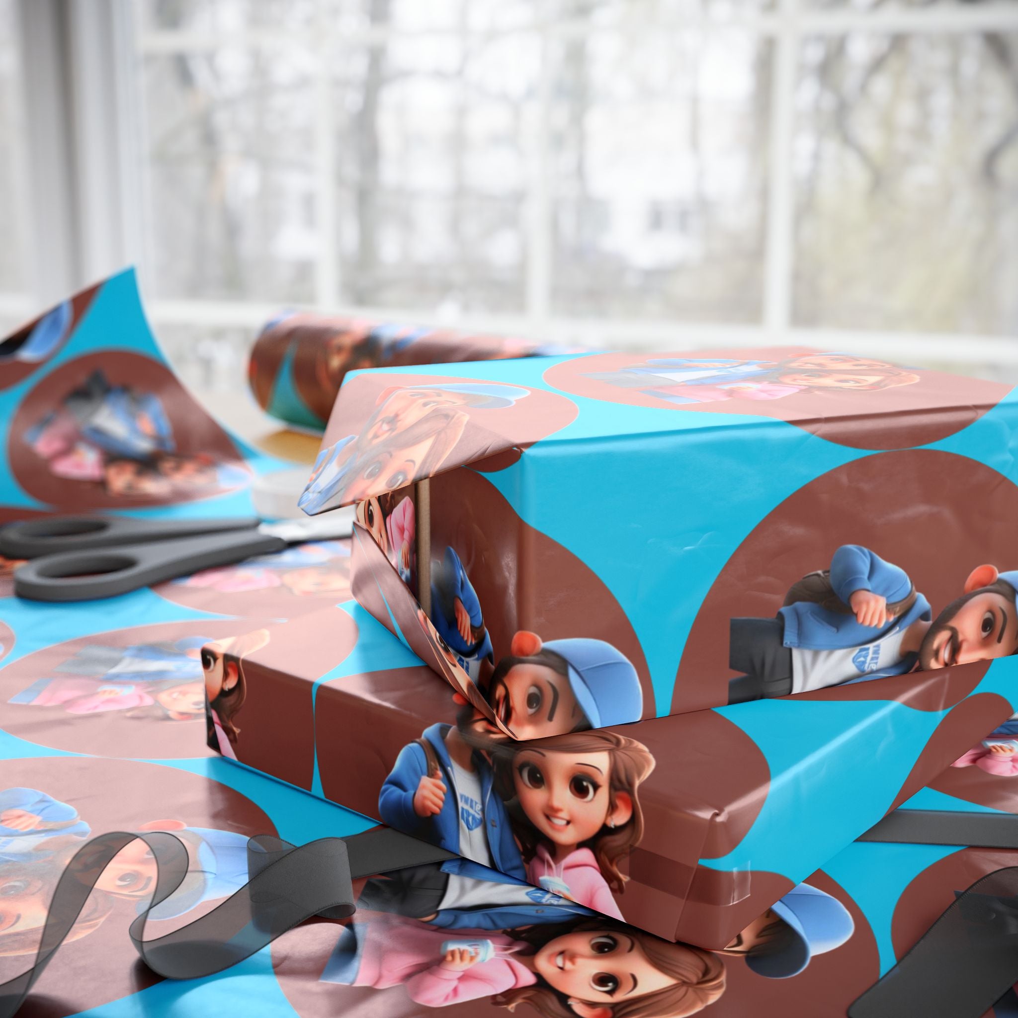 Personalized Cartoon Wrapping Paper  30"x36"